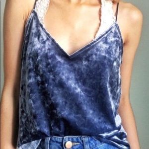 Blue Velvet Divided Spaghetti Strap Tank